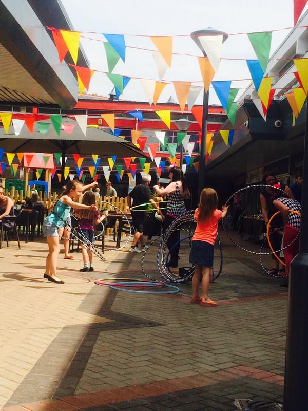 VSBramhall's tweet photo. These kids are enjoying their day with @hoopingharlots down in the Village Square. The hoops are here until 3pm. http://t.co/uguQHYtwHZ