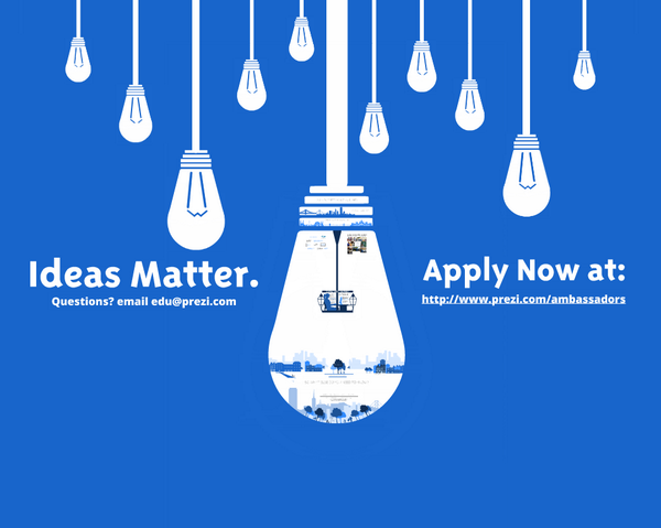 prezi's tweet photo. We're still accepting applications for our 2014-15 #Ambassador program! Learn more here: https://t.co/oEw9kPT5jf http://t.co/9wTXIE9Ufu