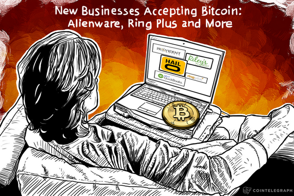 Cointelegraph's tweet image. New Businesses Accepting Bitcoin: Alienware, Ring Plus and More - goo.gl/Wz1jVM #Bitcoin #Business