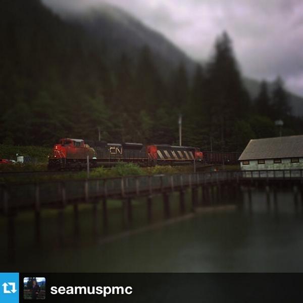 EventsNPC's tweet photo. #Repost from @seamuspmc! --- Despite the #rain, I did get this neat shot of a #cnrail tr... http://t.co/JMcKbiARvg http://t.co/8lMCchm33T