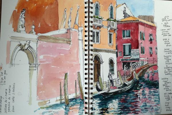 EuroTravelogue's tweet photo. Lovely! @HaideeJoSummers holidayjuly Watercolour sketch from Venice, 2 years ago. Looking forward to returning in Sep http://t.co/u3TyRKkqhv