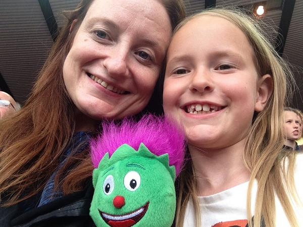 At the athletics with our friend Clyde. #glasgow2014athletics #bringiton
