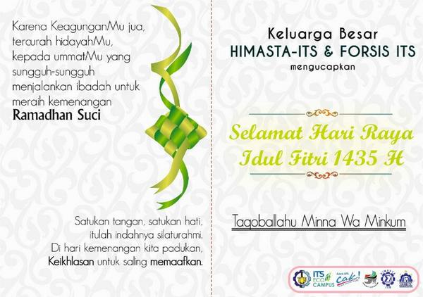 HIMASTA-ITS&amp;FORSIS-ITS mengucapkan Selamat Hari Raya Idul Fitri 1435H mohon maaf lahir&amp;batin <a href="/SIGMA21Official/">Σ21 Statistika ITS</a>