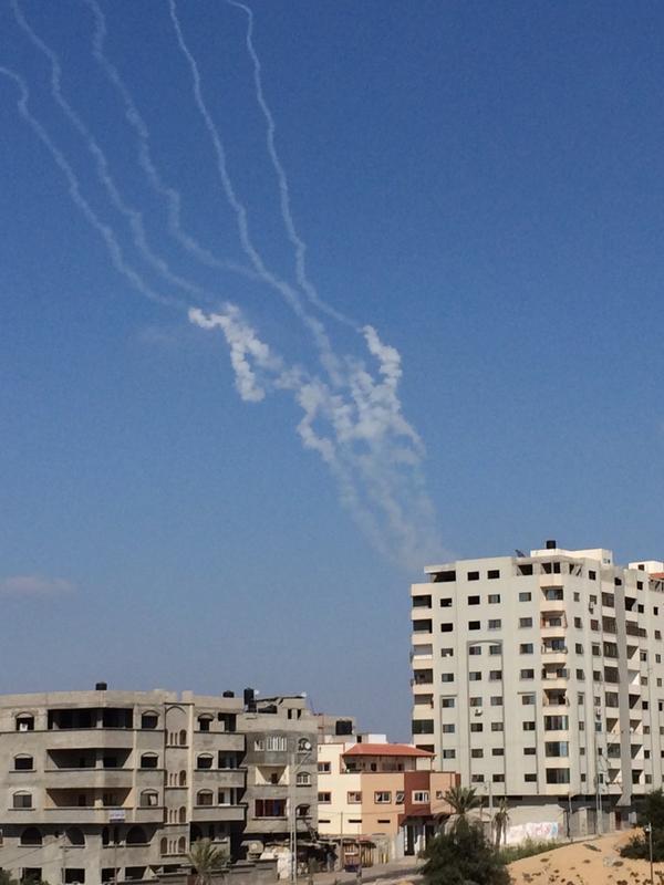 AnonymousLiberi's tweet image. "@IDFSpokesperson: 5 rockets from a populated area in #Gaza a short time ago. http://t.co/JrRxC92d14" #HamasIsResponsible #IsraelUnderFire
