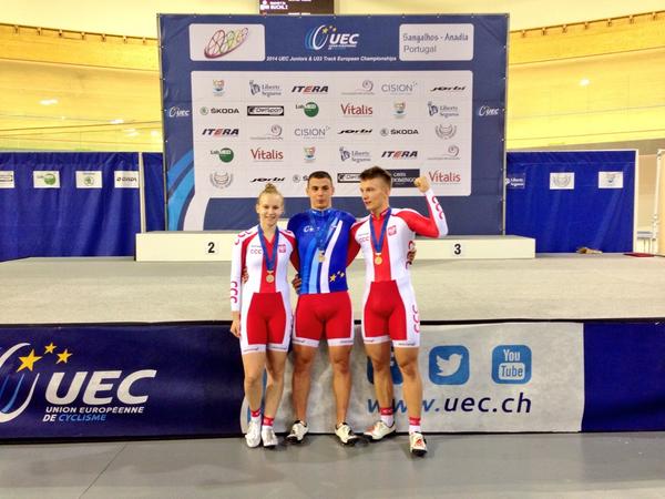 Happy Polish medal winners on the last day at #EuroTrack2014.