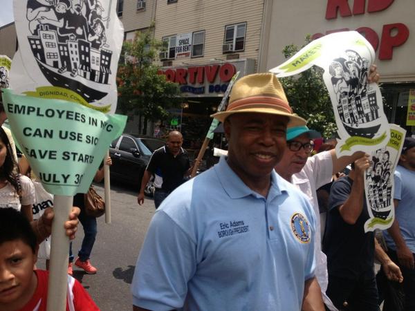 Bklyn BP marches with Make the Road to share info on new pay sick leave law.