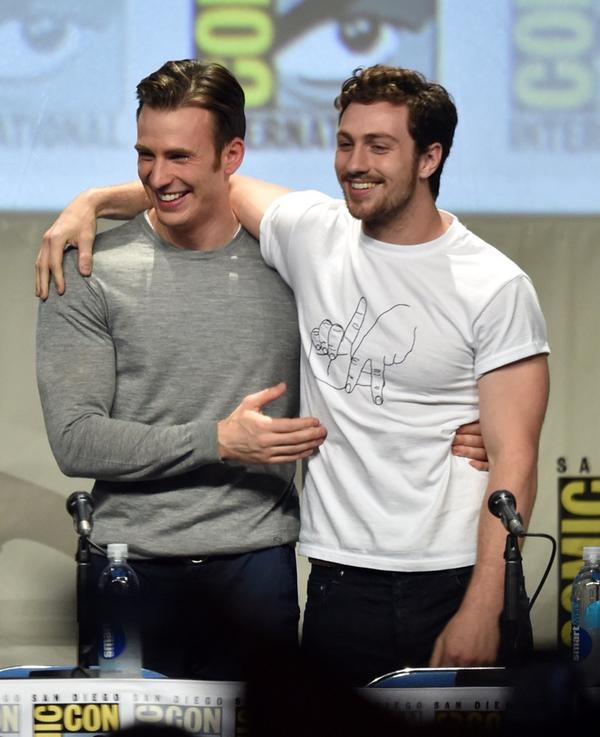 Etalk Bromance Comic Con Chris Evans And ron Taylor Johnson Get Touchy Feely At The Panel For Avengers Age Of Ultron Http T Co Pzw0sw0sux Etalk Bromance Comic Con Chris Evans And ron Taylor Johnson Get Touchy Feely At The Panel For Avengers Age Of Ultron Http T Co Pzw0sw0sux