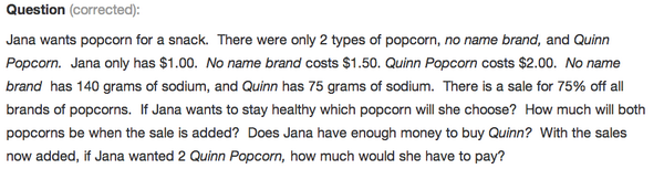ShoolooLearning's tweet photo. Can you solve this @QuinnPopcorn word problem? http://t.co/Zn3Cd0ksLh #Shooloo #math #mathchat #mathed #pbl #pblchat http://t.co/jCEiQXPwQu