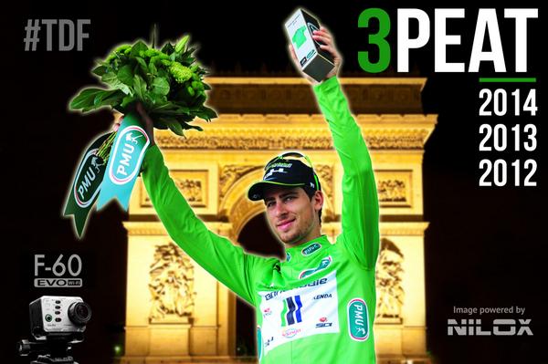 NiloxOfficial's tweet photo. Peter Sagan makes a #3Peat in Paris. Green Jersey for the third time in a row at @letour. #TDF @CanProFans http://t.co/bpQIAhDQcJ