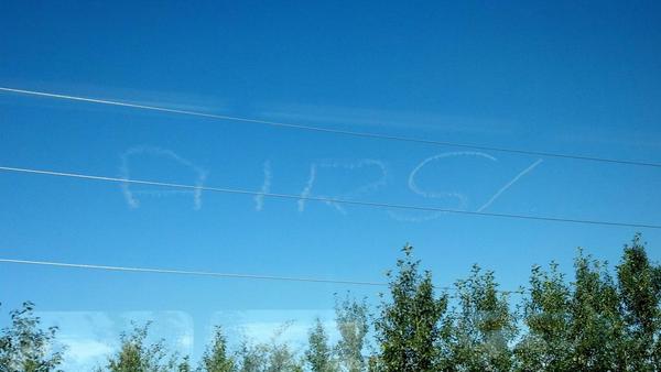 AlaskanCommand's tweet photo. Skywriter!! Are you headed out to the @JBER_Official open house and airshow today? #anchorage http://t.co/lNRCwmpDOJ
