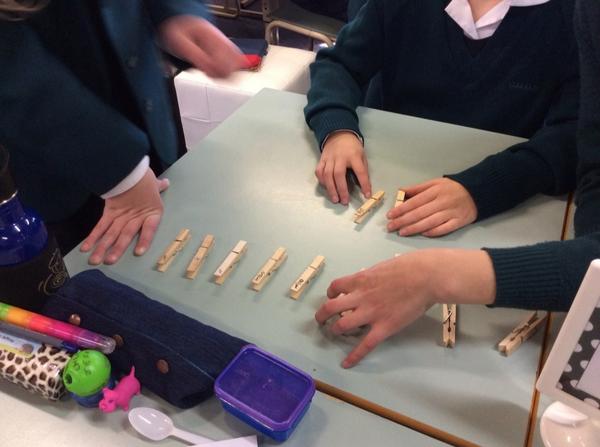 Ordering our 'peg fractions' to make a clothesline, then writing our own tip sheets for ordering them #maths