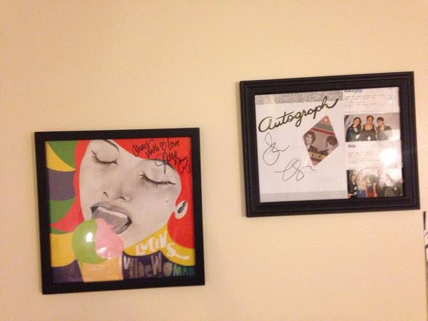 myrtle1974's tweet photo. So excited to have my signed items from @ilovelucius and @teganandsara on my wall! http://t.co/StazBRfoyg