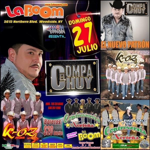 NYLaBoom's tweet photo. Esta Noche en #LaBoomNY
#ElCompaChuy #KOzMusical #controversiaNortena en Vivo
Boletos ... http://t.co/I1XNXRo4Fi http://t.co/8ALyBPxmBq