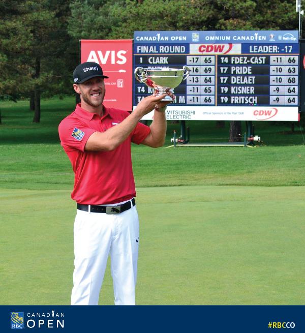 RBC's tweet photo. Congrats to #TeamRBC's @GrahamDeLaet on shooting lowest Canadian score to hoist the Rivermeade Challenge Cup! #RBCCO http://t.co/dwEDGTJ7Qt