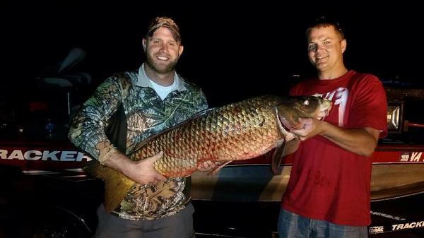 orhfund's tweet photo. Last weekend, wounded warrior Travis Zabrowski's first time bowfishing yielded this 38-pound carp! #ORHF http://t.co/XyIgsj2BEW