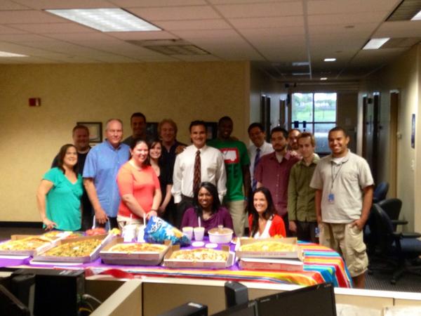A weekend crew dinner for our Fox 29 producer Allison. She's going to week days. We will miss her.