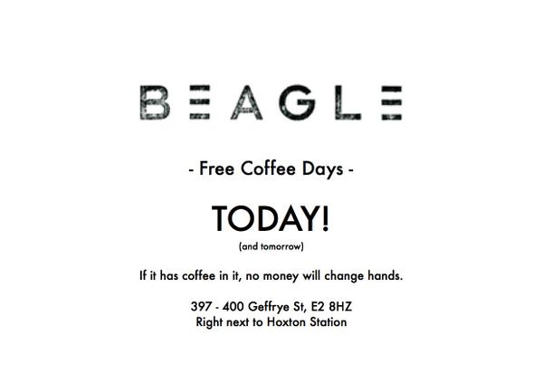 SkintLondon's tweet image. Hello hello,  there's FREE coffee all day today @BeagleCafe Hoxton.  ow.ly/zFUMN  #skint