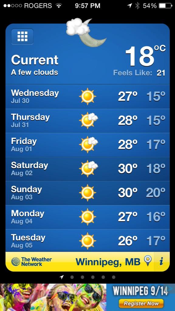 wwspl's tweet photo. Look at that forecast for #spnnationals #spnnationalsWPG @SPNManitoba http://t.co/Nk45xw3saK