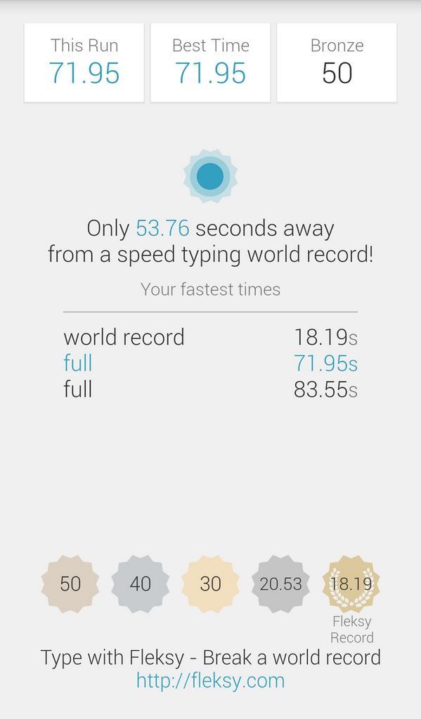 RyanTaleeb's tweet photo. #Fleksy is fast! Can you type faster than my 71.95s record?
Play now at http://t.co/cKW78mMkil http://t.co/GmnPMplxWw