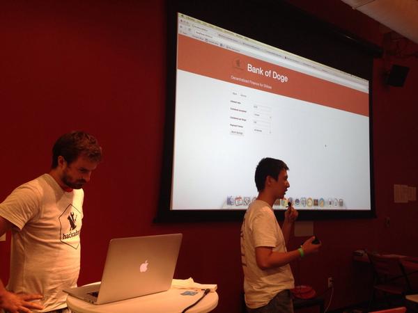Hackadoge's tweet photo. Team dogebank : decentralized finances for #shibes !#hackadoge #dogecoin http://t.co/hvEUKsrRd2