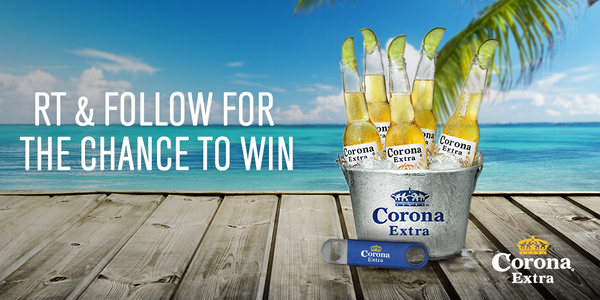 RT and follow for your chance to #win a Corona ice bucket &amp; a bottle opener! T&amp;Cs: on.fb.me/1qASWci
