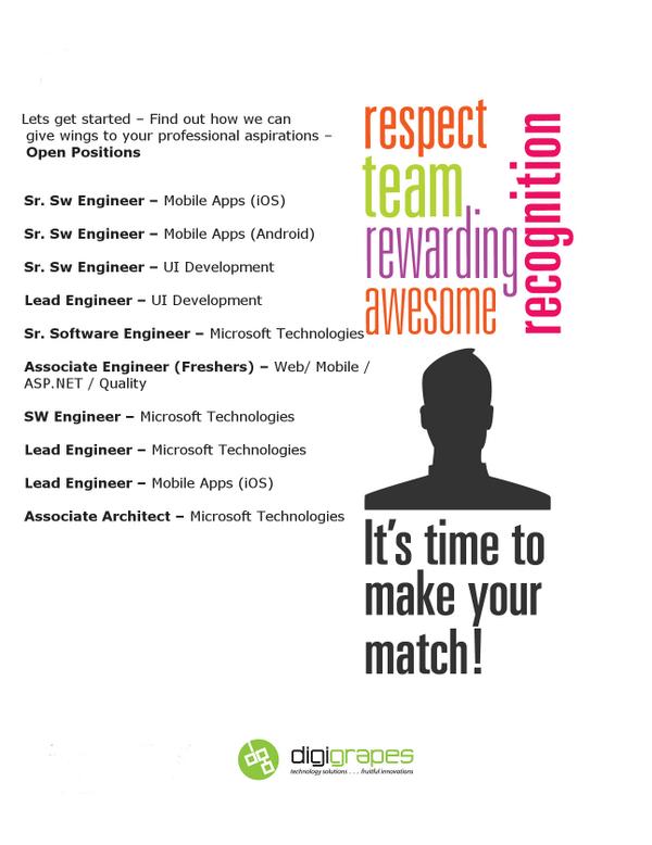 Digigrapes's tweet photo. We are hiring. Click here to know more about various open positions: http://t.co/YBvAxc6XfI #Hiring #Jobs http://t.co/Dwh75JyjZ5