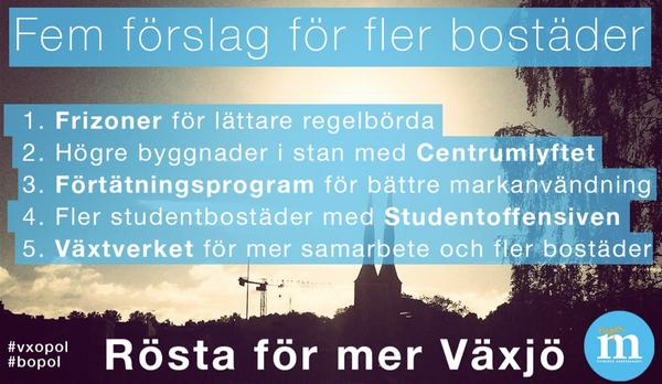 Fem förslag för fler bostäder i växande #Växjö. #vxopol

smp.se/nyheter/lobbyn… <a href="/bo_frank/">Bo Frank</a> <a href="/AnnaTenje/">Anna Tenje</a> <a href="/C_Winberg/">Catharina Winberg</a>