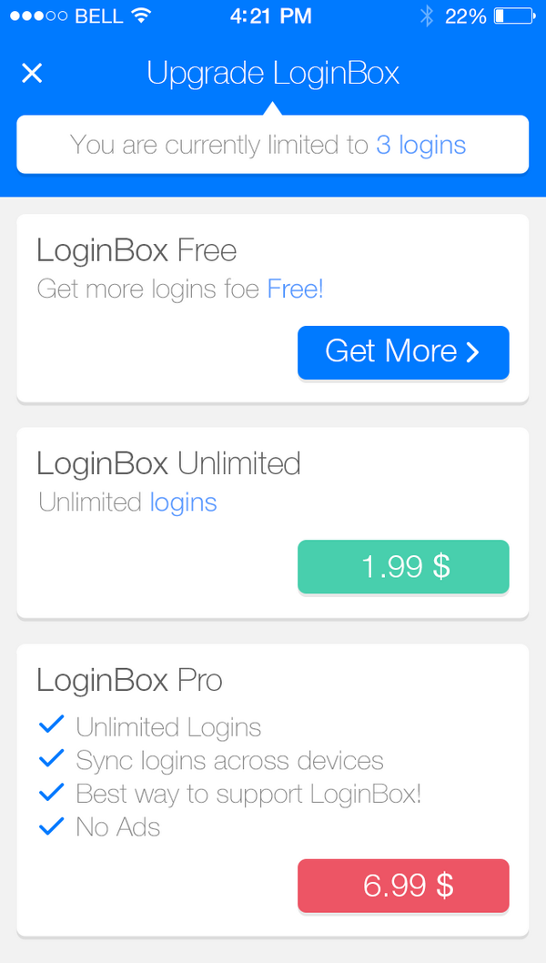 LoginBoxApp's tweet photo. We started working on @LoginBoxApp screens #design #ux. Here's a small sample of the new look. http://t.co/1sxUDR7Ufq