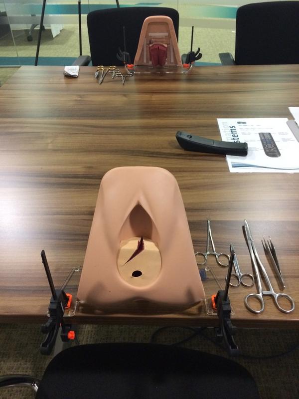 All set up w @limbsandthings1 episiotomy repair trainers #maternitypearlsworkshop w @khaled_ismail & @BhamWomens team