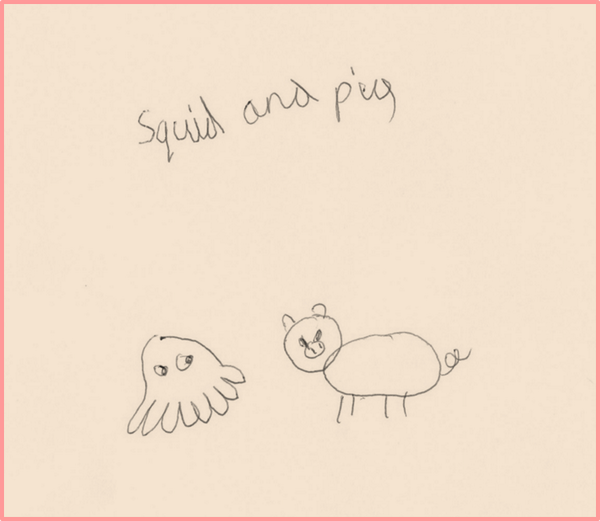We love this illustration by 7 year old Elizabeth Hobson for Squid and Pig!