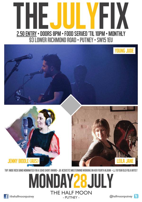 Enjoy discovering new music?July Fix 2nyt - LeilaJane, <a href="/jennybiddletwit/">Jenny Biddle</a> + @YoungJudeMusic headlining. 19h30 Only£2.50