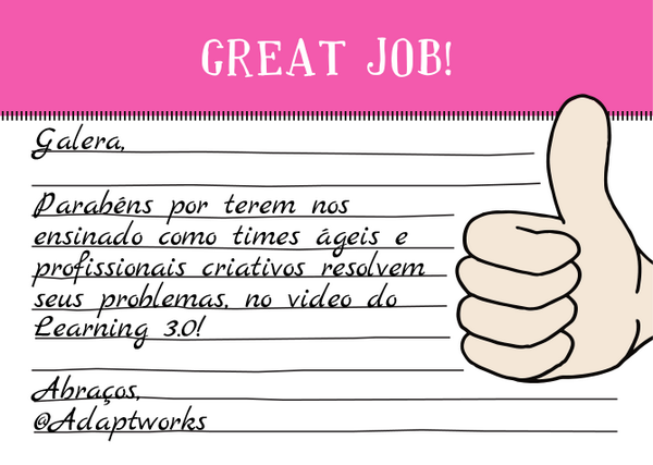 adaptworks's tweet image. My #kudo to @SimonePittner @manoelp @MLeiteBarros @marcinho02 pelo vídeo do #Learning3 via kudobox.co