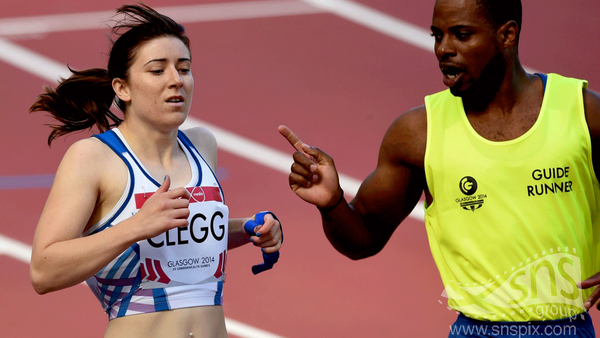 STVSport's tweet photo. GOLD @Team_Scotland 's Libby Clegg finishes first in the Women’s 100m T12 final! http://t.co/svrXco50eZ