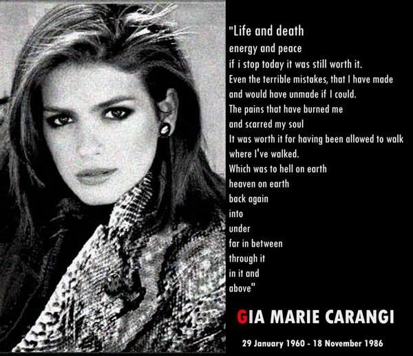 MillennialModel's tweet image. The Beauitufl #GiaCarangi R.I.P #quotes