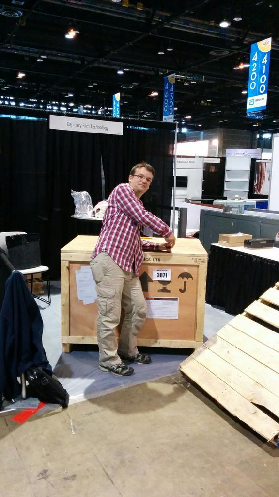 CapFilmTech's tweet photo. CFT constructing our booth (3871) at AACC Chicago! http://t.co/vS0qHVRhjT
