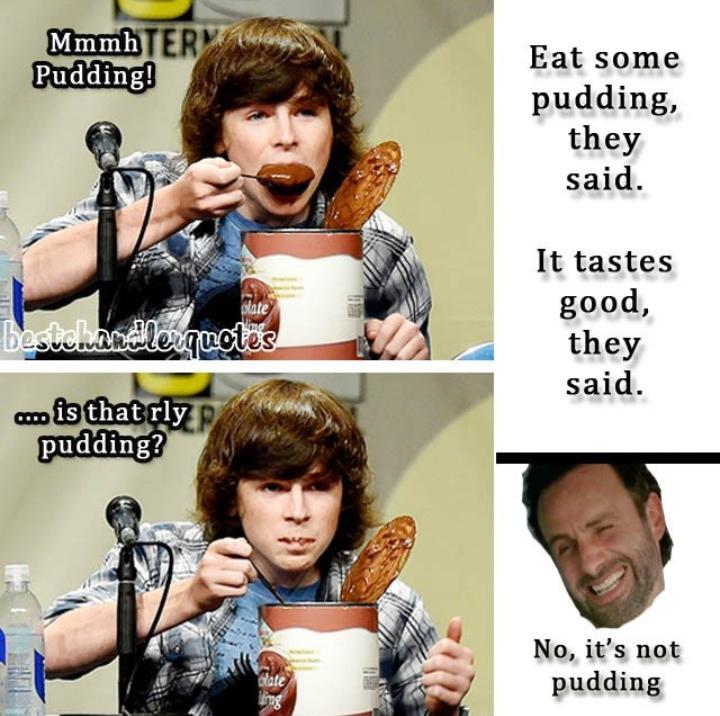 Carl Pudding Memes Carl Finds Pudding | The Walking Dead S4.E9