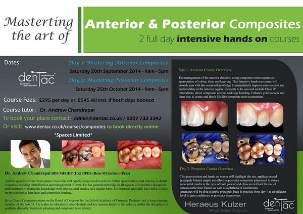 Great two-day composite course this Sept/Oct in Dentac London w/ Dr @AChandrapal - #dental #VenusPearl -