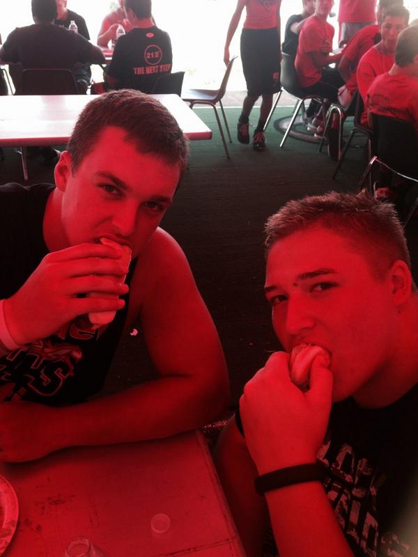 HuntleyGridIron's tweet photo. Who's feeding our boys lunch? Thank u to BUTCHER ON THE BLOCK... Feeding our boys over 700 brats at Camp Rantoul! http://t.co/89j5WG6Z5Y
