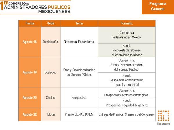 IAPEM (@iapem) on Twitter photo Del 18 al 20 de agosto, asiste al Primer Congreso de Administradores Públicos Mexiquenses. <a href="/Blobic_Mexico/">Blobic México</a> Del 18 al 20 de agosto, asiste al Primer Congreso de Administradores Públicos Mexiquenses. <a href="/Blobic_Mexico/">Blobic México</a>