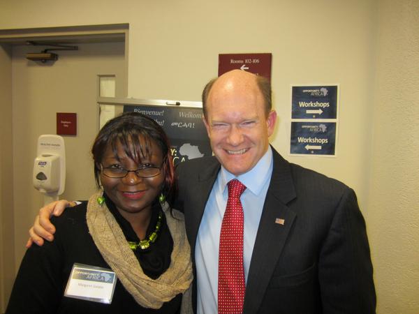 WorldWomenFair's tweet photo. With U.S.Senator Coons #is focused on building mutually beneficial partnerships with countries in sub-Saharan Africa, http://t.co/Qsp1lnV05v