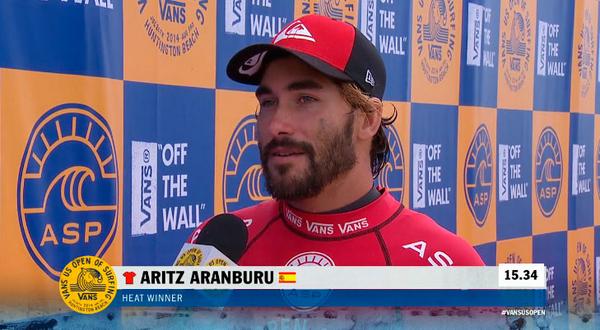 surfcantabria's tweet photo. @AritzAranburu pasa primero en la RD1 del #vansusopen http://t.co/j2Mw5bK9Sf