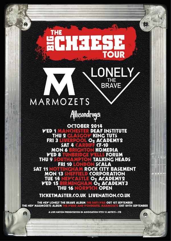 access_mgmt's tweet photo. .@MARMOZETS announce @BigCheeseMag October Tour with @lonelythebrave and @allusondrugs http://t.co/t2Pq3T29Mw