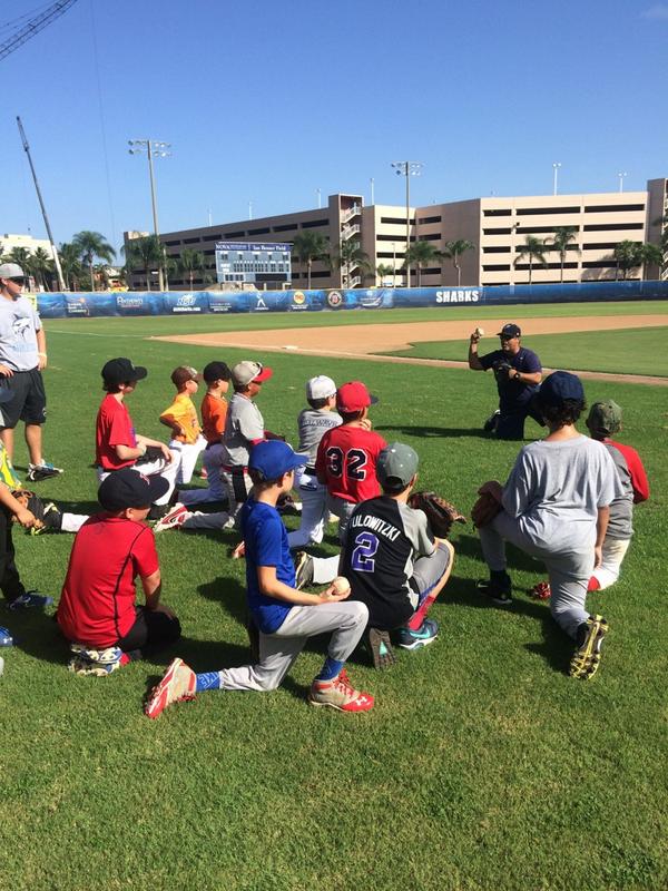 Youth Camp Day 1--Fundamentals and drills in the morning, games in the afternoon. #SharkBaseballAcademy