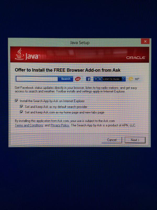 cliffsenkbeil's tweet image. How often do I need to say no to this? Thanks for the "offer" but I'll pass, again. #javaSetup