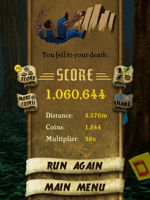 JrockMunckin's tweet photo. I got 1,060,644 points while escaping from demon monkeys. Beat that! http://t.co/uFexlL7uJD #TempleRun http://t.co/xQkrZXVs36