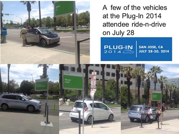 Plugincon's tweet photo. Thanks to automakers for vehicles for today's #PlugIn2014 attendee ride-n-drive. @EPRINews. Lots of media too! http://t.co/MCrGWCjgSn