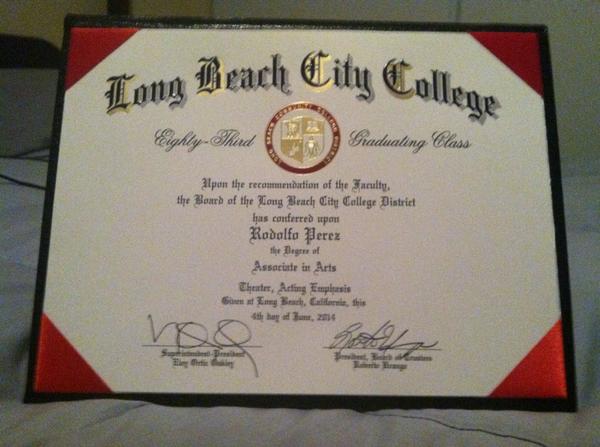 RudyP88's tweet image. Today I was able to pick this thing up, and it feels great to have it... #lbcc #associateinarts #classof2014