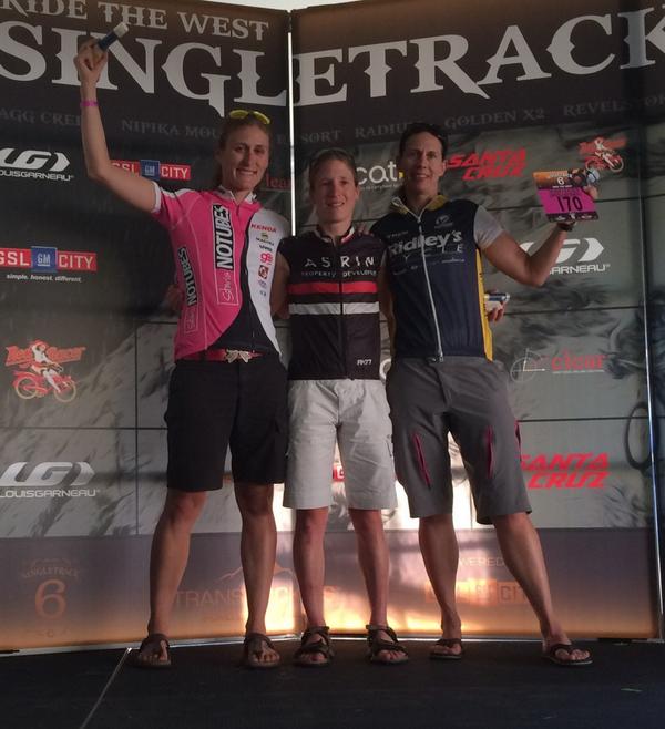 ninabaum's tweet photo. Mical on the podium for the third day at Singletrack Six! #ST62014 @TransRockies #Shredpink @NoTubesWomen http://t.co/tPvqTKOb8Q