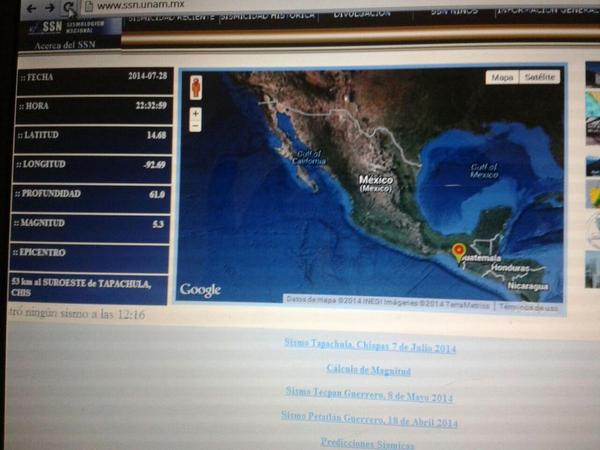 pcivilchiapas's tweet photo. OFICIAL: se registra sismo a las 22:32:59 hrs con epicentro a 53 km al suroeste de Tapachula mag 5.3 http://t.co/7LmYncQw7s