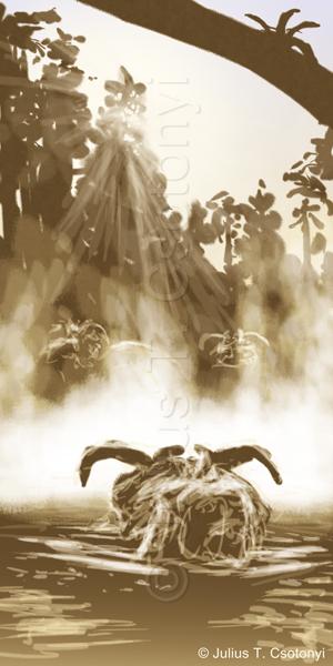 Digital rough sketch of next acrylic painting in progress. Will probably change substantially as it develops.